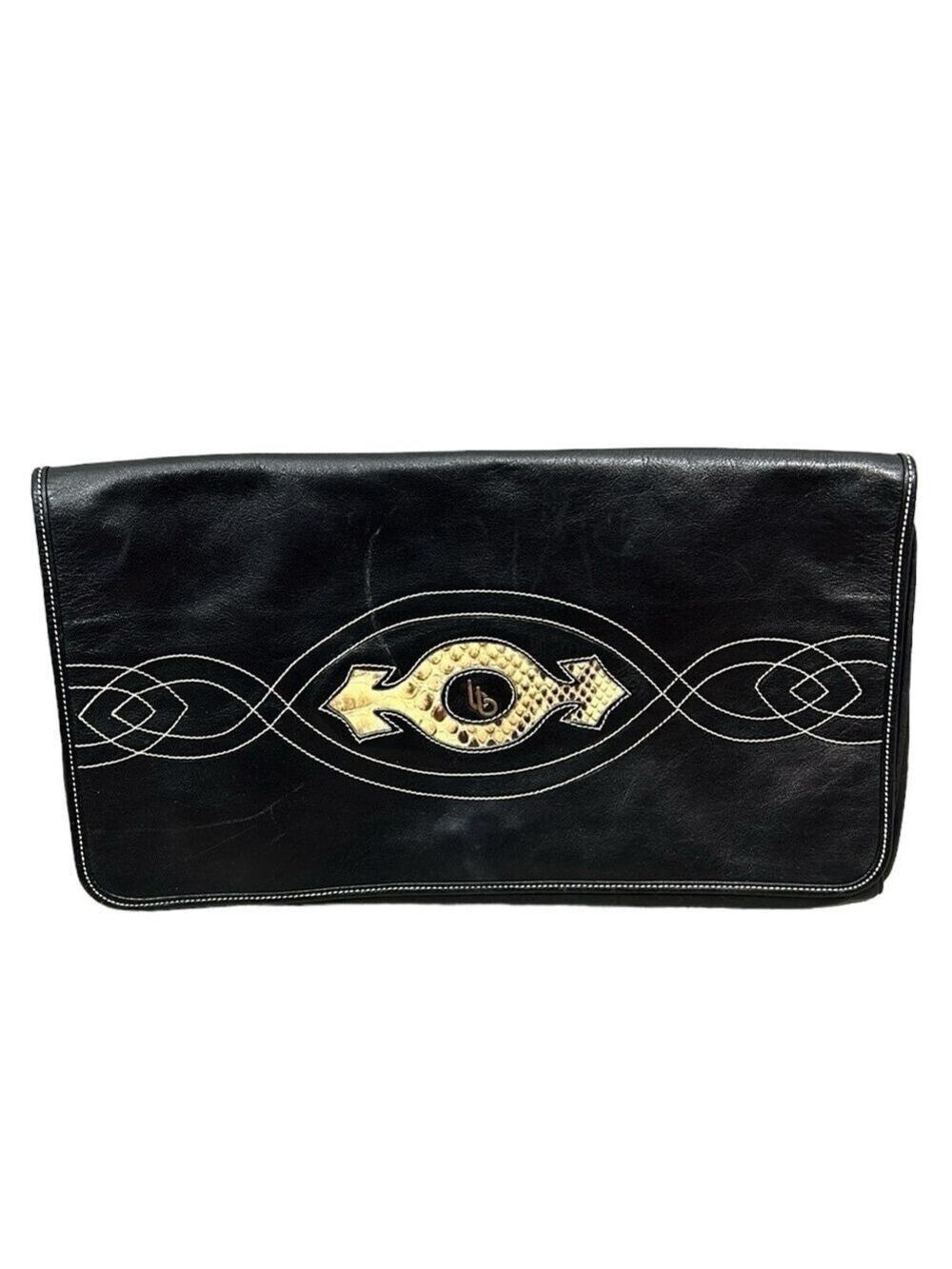 Vintage Bettina Made in Italy Leather Envelope Clutch